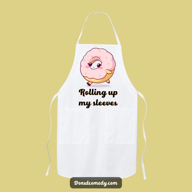 Funny Determined Donut Apron - Rolling Fluffy Donut Kitchenwear
