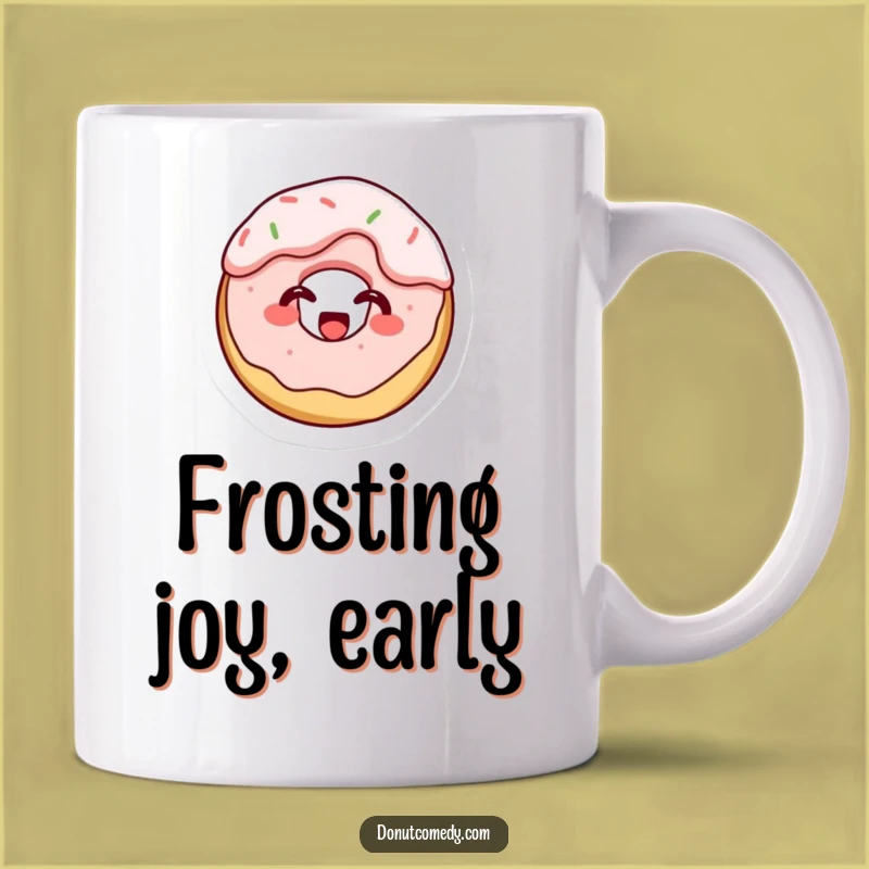 Funny Frosting Covered Donut Mug - Giggling Tiny Cake Donut Gift