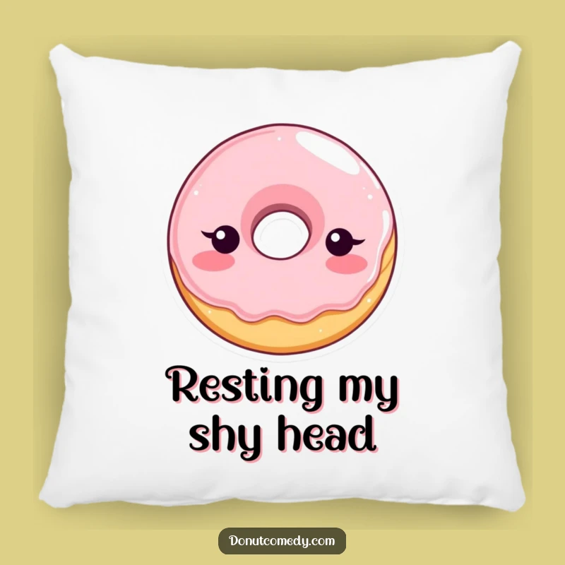 Funny Shy Donut Pillow - Soft Blushing Glazed Donut Character Cushion
