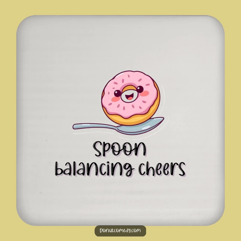 Funny Balancing Donut Coaster - Cheerful Spoon Rider Donut Set