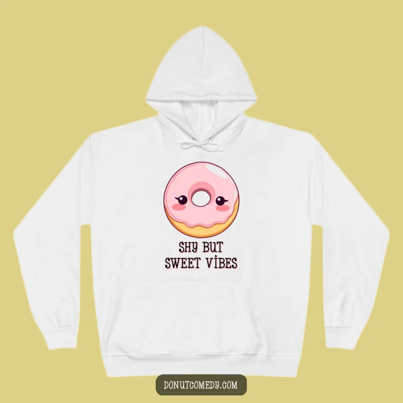 Funny Shy Donut Hoodie - Cozy Blushing Glazed Donut Character Sweatshirt