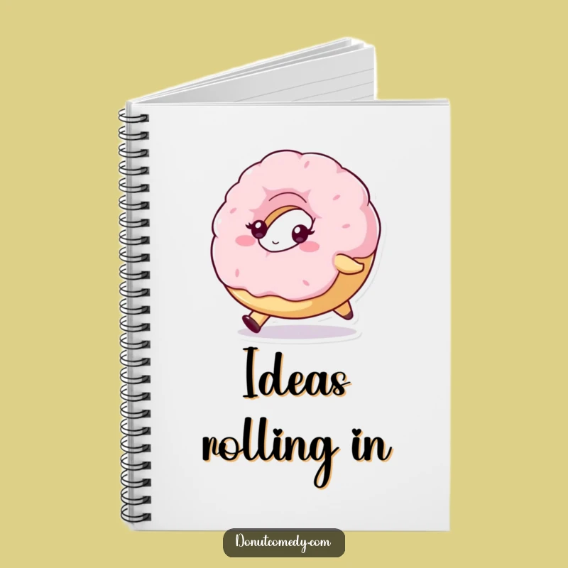 Funny Determined Donut Notebook - Rolling Fluffy Donut Journal