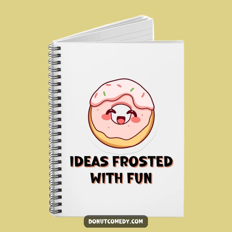 Funny Frosting Covered Donut Notebook - Giggling Tiny Cake Donut Journal