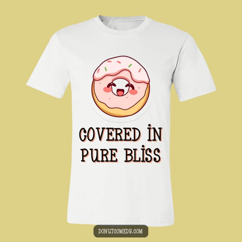 Funny Frosting Covered Donut T-Shirt - Giggling Cake Donut Character Tee